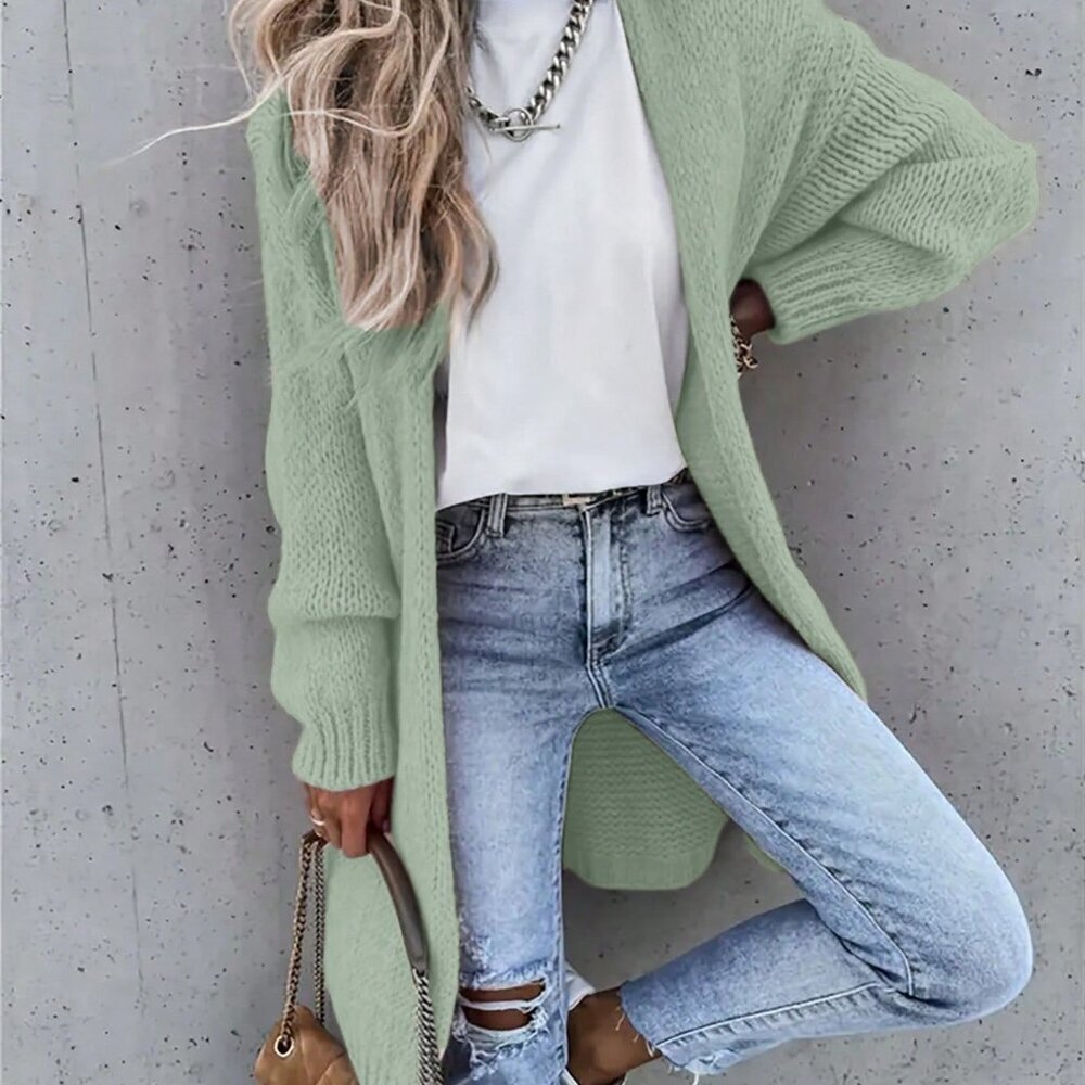 Green Casual Women's Loose Fit Drop Shoulder Sweater